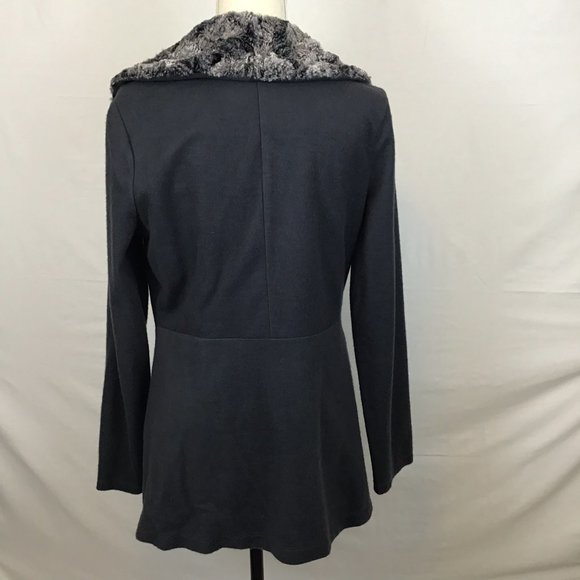 Slinky Brand Dark Gray Faux Fur Collar Jacket M - Picture 6 of 8